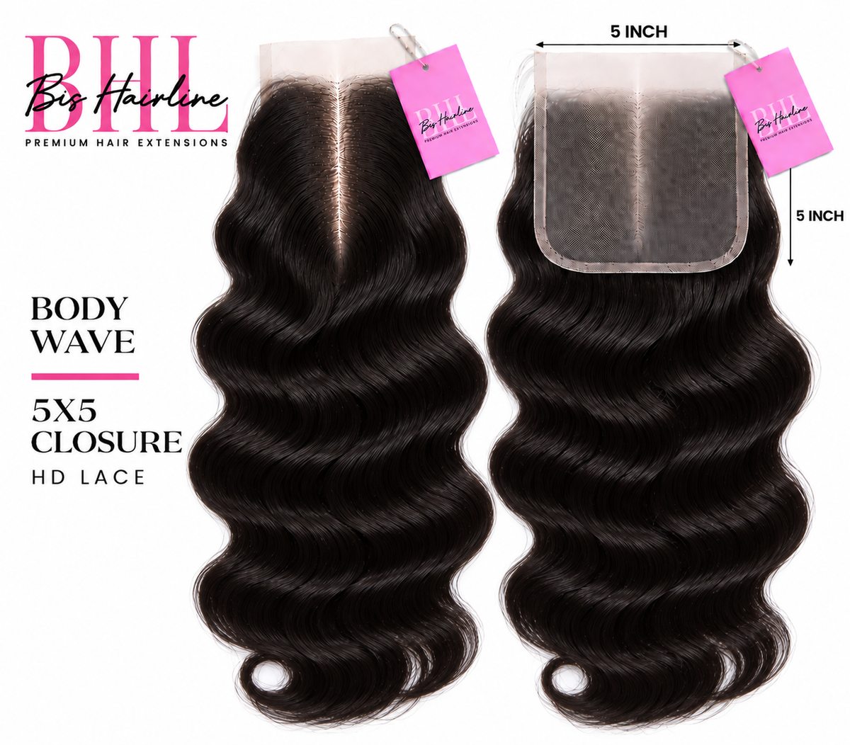 Body wave HD lace closure 5x5, Bis Hairline
